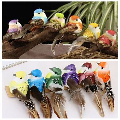 6PCS Vivid Lifelike Pearl Bird Craft Simulation Sparrow Gift Artificial Bird Model  Indoor Outdoor