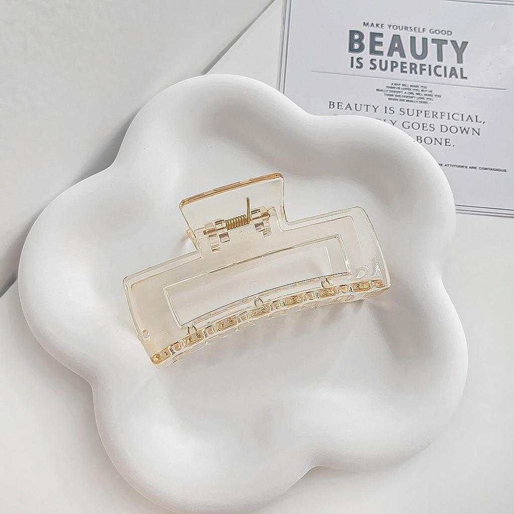 Korean Style Semi-Circular Transparent Hair Clip for Women's Updos - High-End Hollow Shark Clip