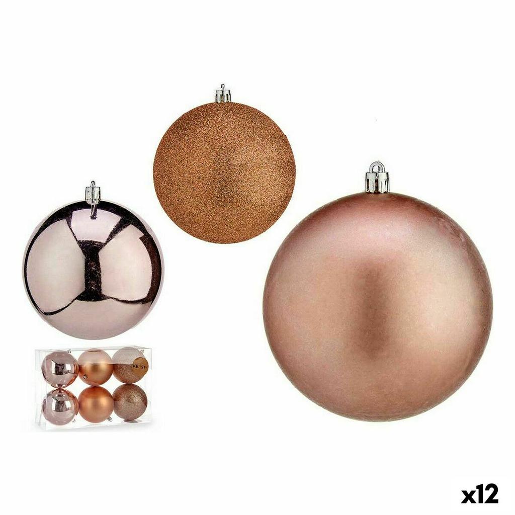 Set of Christmas Balls Pink Plastic 10 X 11 X 10 Cm (12 Units)