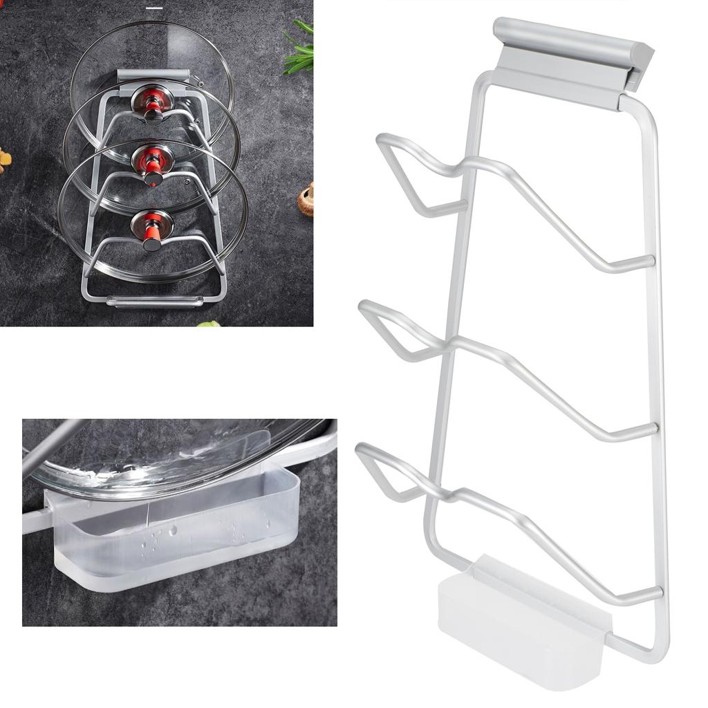 3 Tier Wall Mounted Pan Lid Storage Rack Pot Cover Organizer Holder Kitchen Accessories(Avec