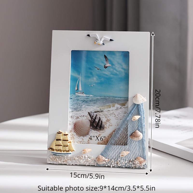WTEMPO DIY Ocean Photo Frames Summer Shell Photo Frames Mediterranean Wooden Platform Frame Decoration Horizontal and Vertical