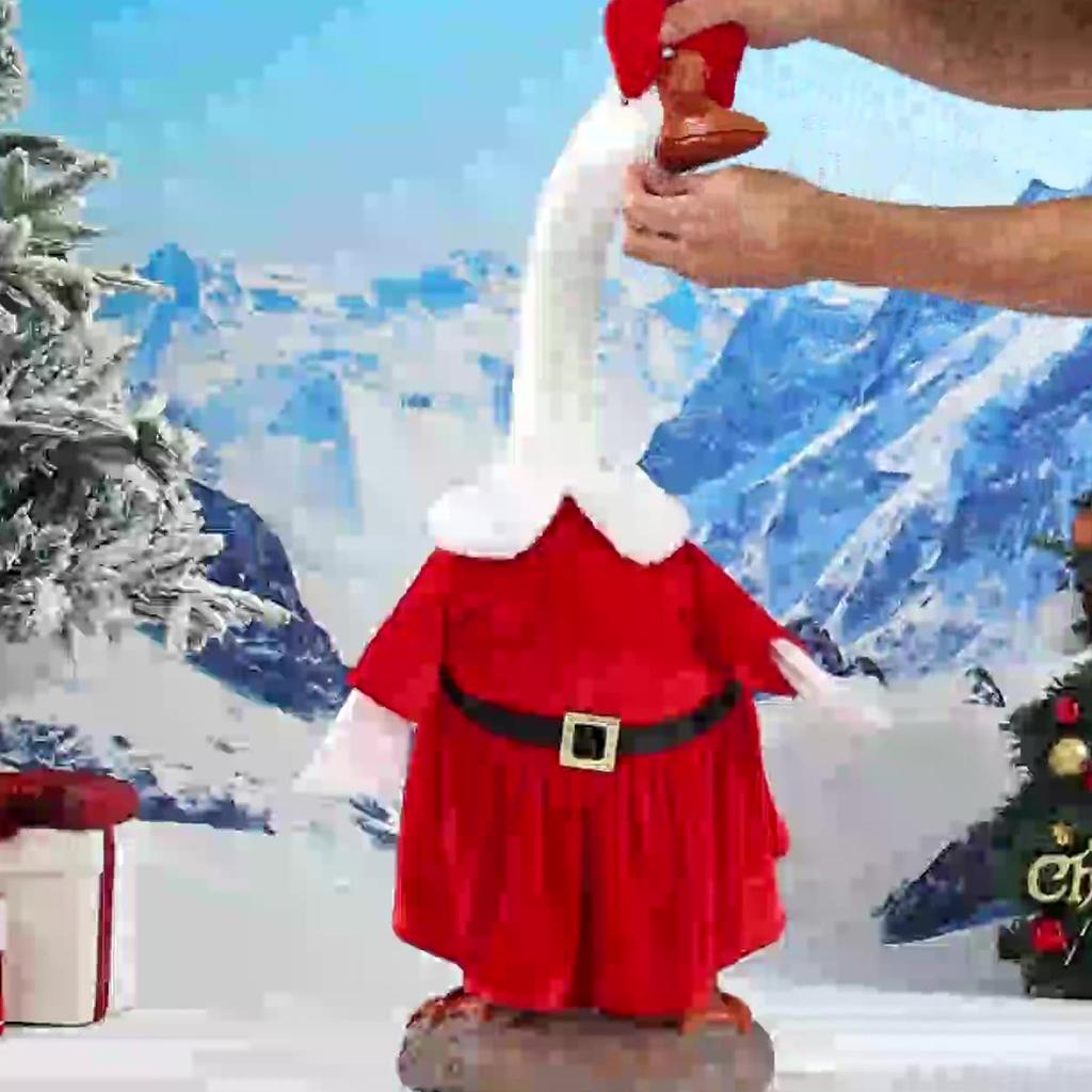 Christmas Velvet Dress Outfit For 23In Porch Goose Statue Decoration With Bow Garden Lawn Decor