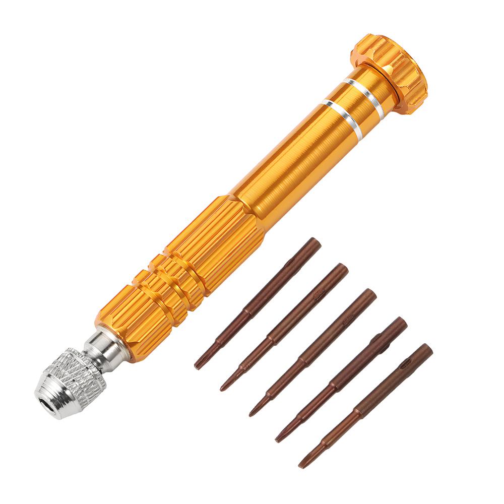 1pc Multi-functional 5-in-1 Screwdriver Set  Aluminum Alloy Tool Precision Cross Flathead Driver Portable Watch Repair Tool Kit