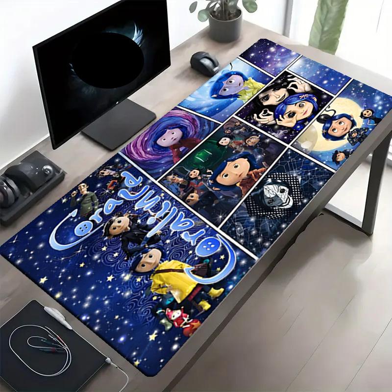 Coraline Print Mouse Pad, Anti‑Slip Desktop keyboard Mat, for PC Laptop Gaming Working Daily Use, Cool Festival Surprise Gift