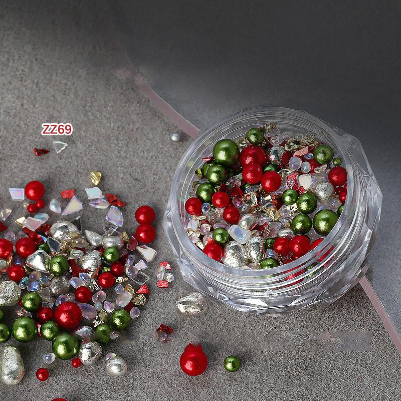 Рождественские смешанные круглые жемчужины красочные стереоскопические украшения для ногтей нейл-арт нейл-материалы шарм аксессуары для ногтей
