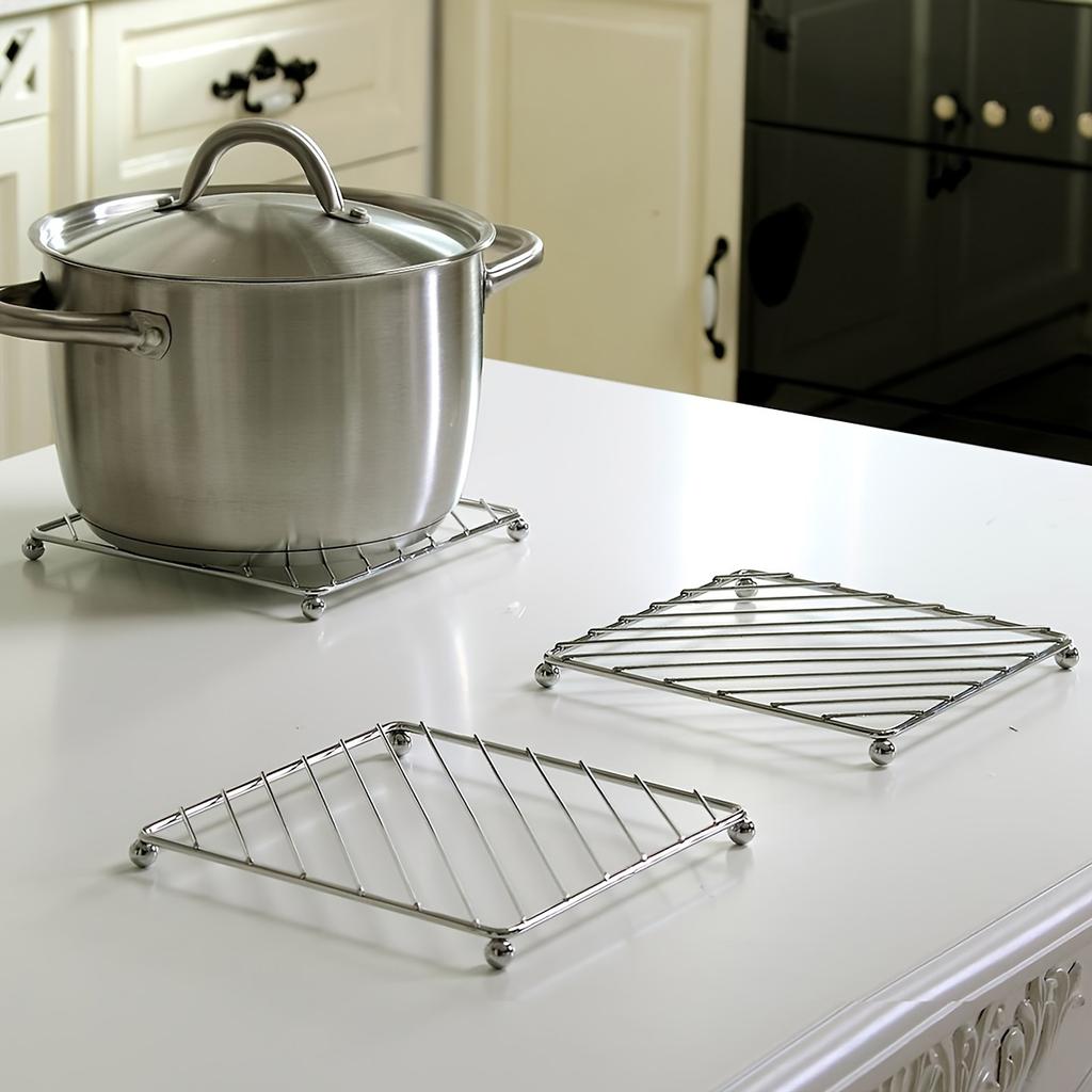 1pc Thickened Stainless Steel Pot Mat Insulation Mat Rack Versatile Steaming Rack for Household Kitchen Anti Scalding Dish Rack Multifunctional Drain
