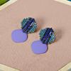 Purple Color Block Full Diamond Earrings