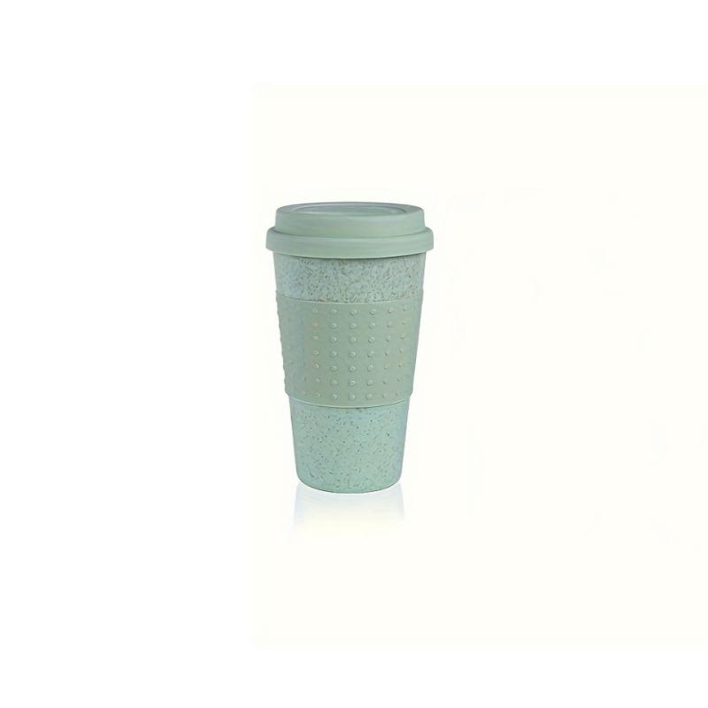 Wheat Straw Plastic Coffee Mug With Silicone Lid And Sleeve
