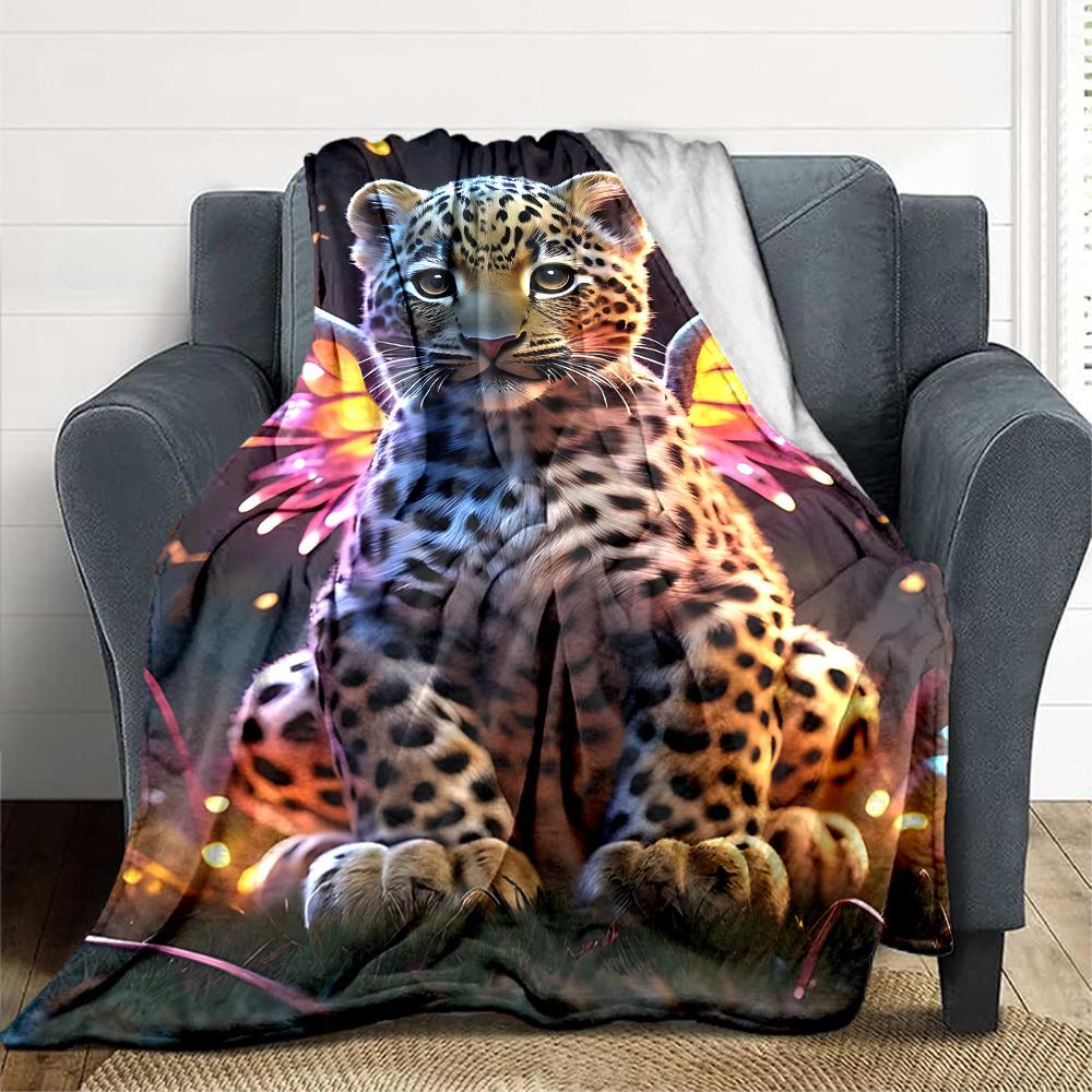 1PC Leopard Print Wings Blanket, Throw For Sofa, Bed, Travel, Camping, Livingroom, And Bed, Printing Blanket With Soft And Warm Fabric Yy250918193
