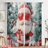 2pcs,2D Plane Printing Minimalist Curtains Cute Santa Claus Heart Glasses (3) Polyester (without Rod) Gifts Ldeal for Bedroom