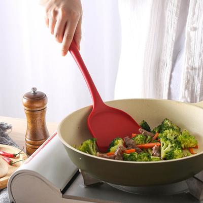 Long Handle Silicone Spatula Non-Stick Cooking Turner for Frying Stir-Frying Food-Grade Heat-Resistant Kitchen Utensil for Home Professional Chefs
