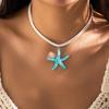 New Fashion Large Starfish Pendant Necklace Women Simple Short Choker Boho Charm Neck Chain White Rope Clavicle Chain Jewelry