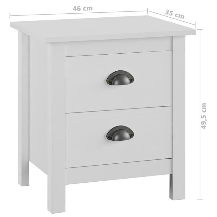 VidaXL Tables de chevet Hill Range 2 pcs Blanc 46x35x49,5cm Pin solide
