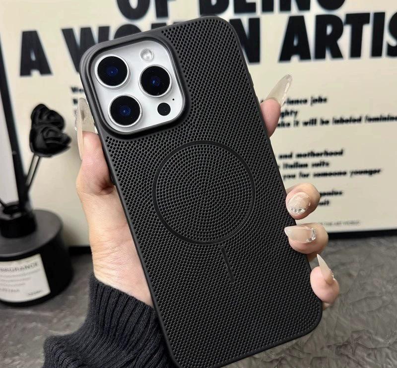 Cooling mesh is suitable for iPhone17 breathable magnetic mobile phone case Apple 18promax ultra-thin PC matte sheath