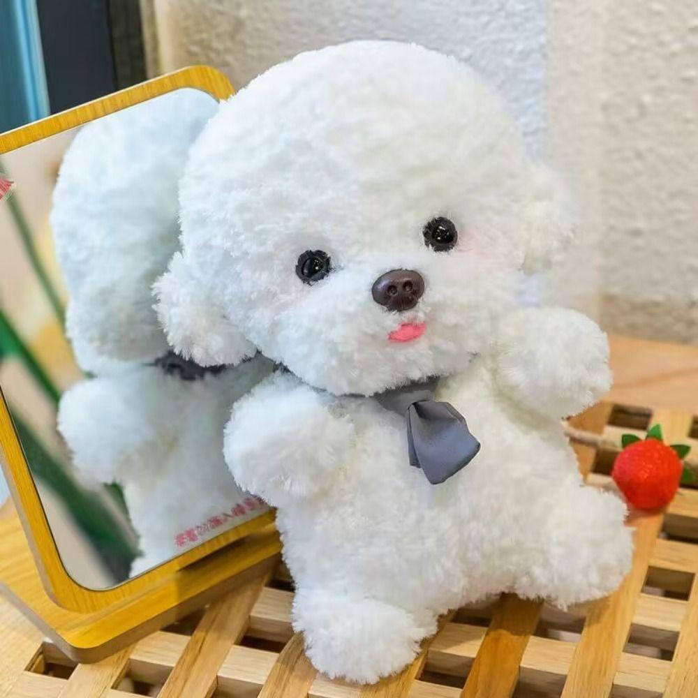 White Gray Bichon Frise Plush Simulation Puppy Plushies Boys Girls Plush Dog Toy Pet Toy