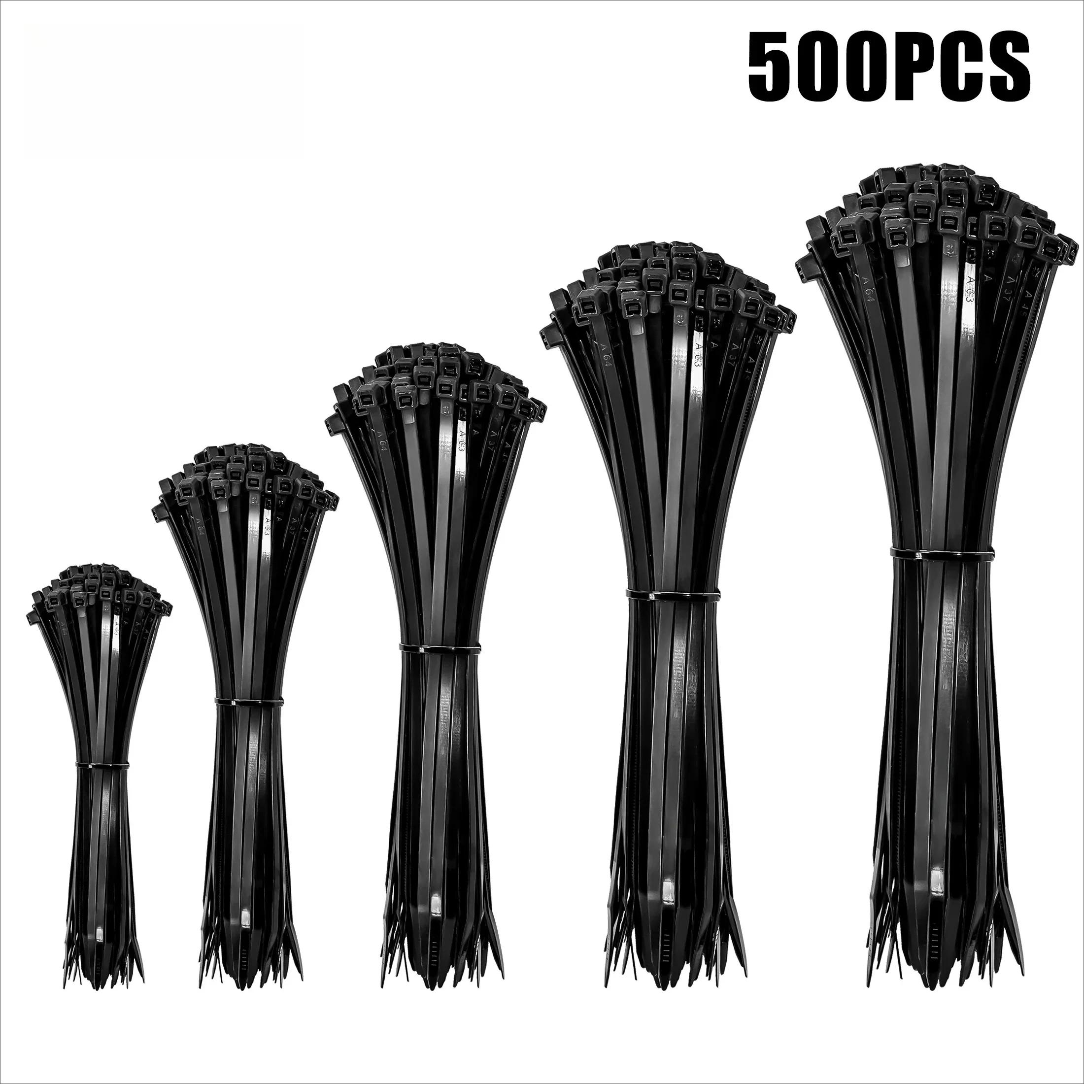

500pcs Plastic Nylon Cable Ties Self-locking Cord Ties Straps Adjustable Cables Fastening Loop Bike Wire Zip Ties
