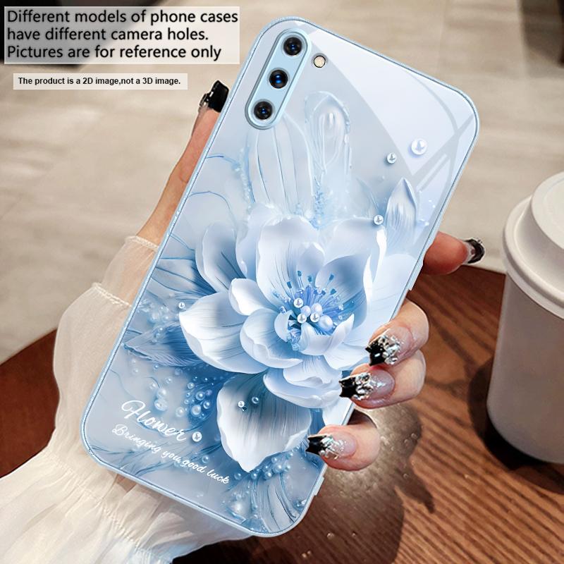 Blooming Blue Flowers For Samsung M02 12 Note 8 9 10 20 A 01 A02 A03 Core 04 05 06 10 12 13 14 15 A16 Glass Ultra Phone Case