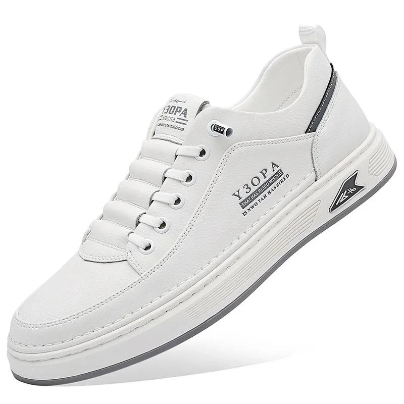 Men Shoes Leather Casual Sneakers Breathable Walking Slip On Platform Shoes Male Flats Rubber Sole Shoes Zapatillas