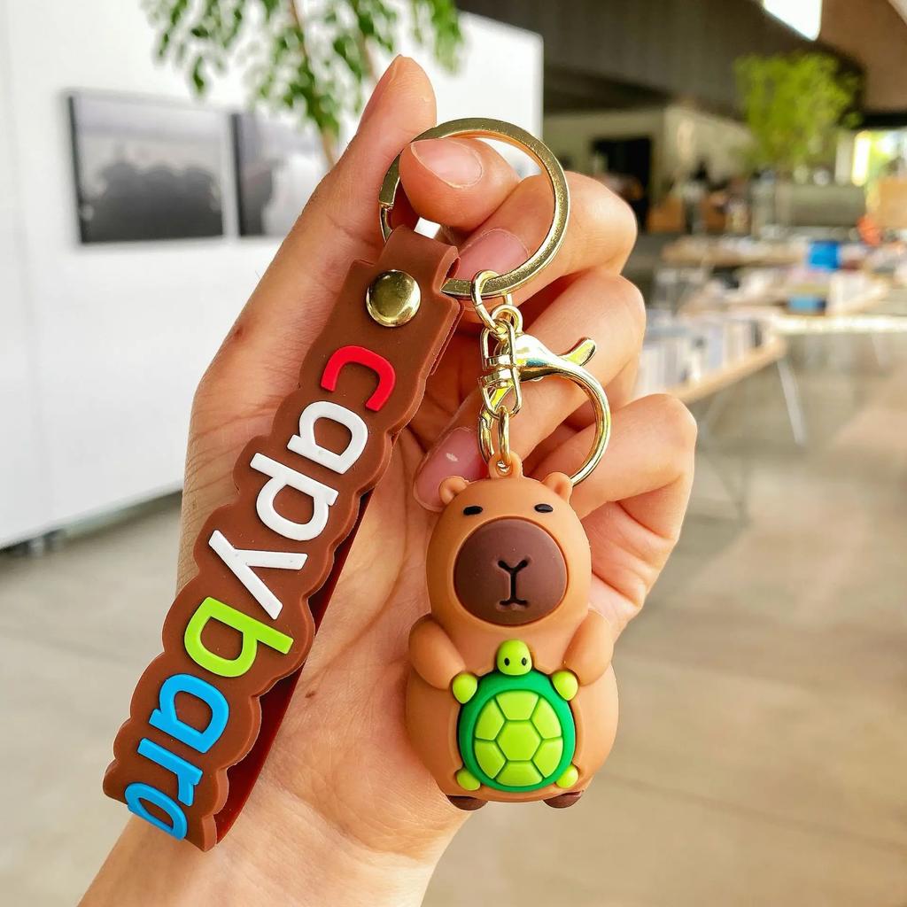 Creative Cute Capybara Keychains for Car Keyring Anime Cartoon Capibala Women Doll Pendant Holiday Gifts