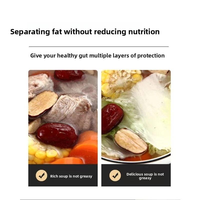 Stainless Steel Soup Fat Oil Separator Ladles Skimmer Spoon Soup Colander for Kitchen with Heat Insulation Anti-scalding