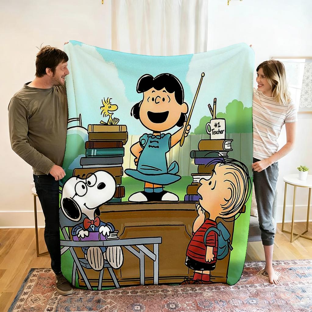 Cartoon 2026 New Kawaii Snoopy Children Warm Soft Anime Blankets for Sofa Bed Cover Blanket Suitable for Birthday Souvenir Gifts