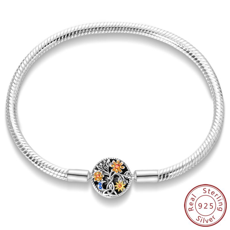 Real 925 Sterling Silver 17-20CM Butterfly Pet Ocean Starry Sky Original Bracelet Fit for Wedding Fine Jewelry DIY Making