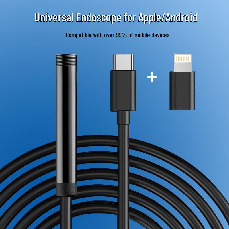 

HD 8MM Endoscope Camera for Apple & Android – Single/Dual Lens for Industrial Auto Repair and Maintenance. 1M Soft Cable [Single Lens]
