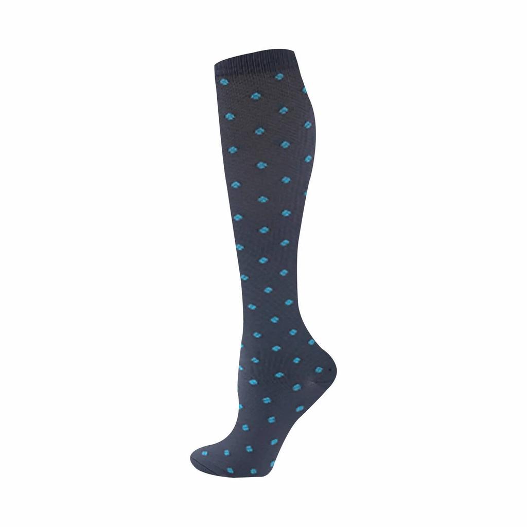 Calze a compressione Pois piccoli Righe Colore caramella Vene varicose Infermiere Sport Corsa Polpaccio Pressione Calze Protezione Piedi Supporto