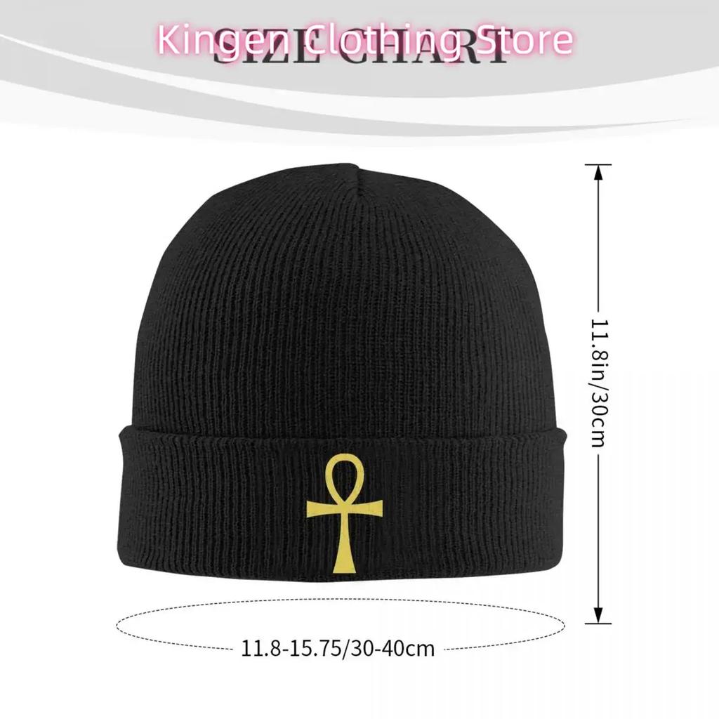 Ancient Egyptian Symbol Ankh Key Of Live Hats Autumn Winter Skullies Beanies Baggy Cap Unisex Women Acrylic Knitted Hat