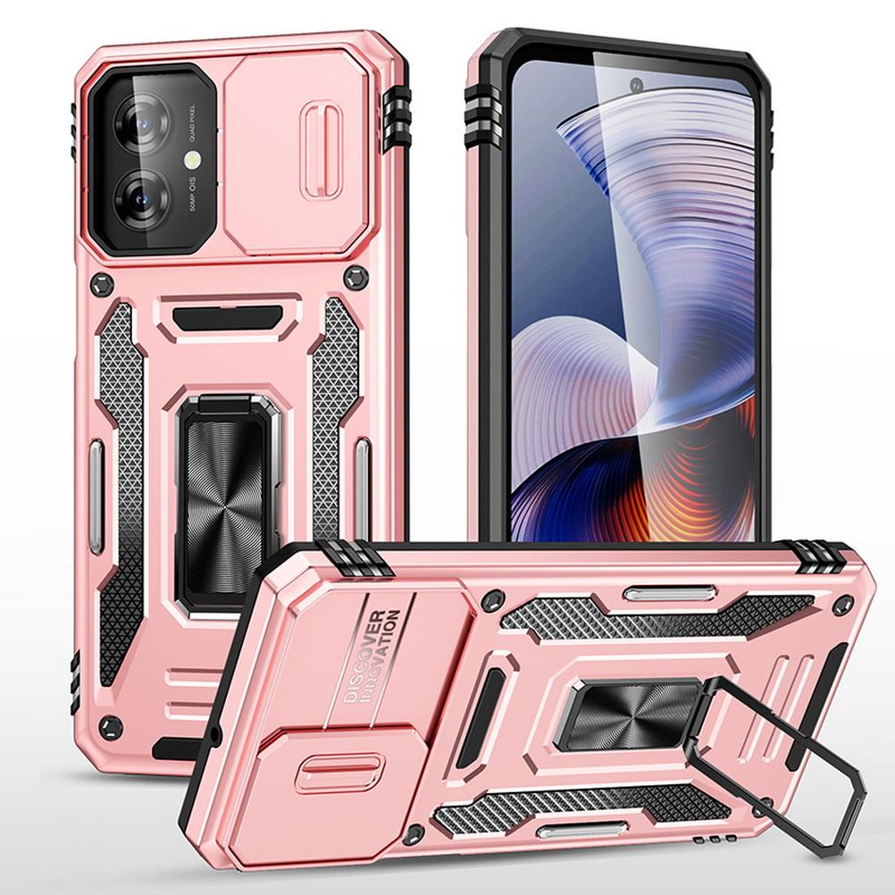 Slid Camera protect case for Moto G55 G84 G54 G24 Power G14 G04 G04S G53 G23 G13 E14 E13 G32 Armor Metal Ring Holder Stand Cover