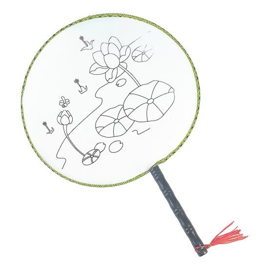 

DIY Круглий віяло для розпису з дерев яною ручкою Ручний виготовлення Декоративний віяло Китайський стиль Незакінчений Ручний віяло Вироби Декорація F