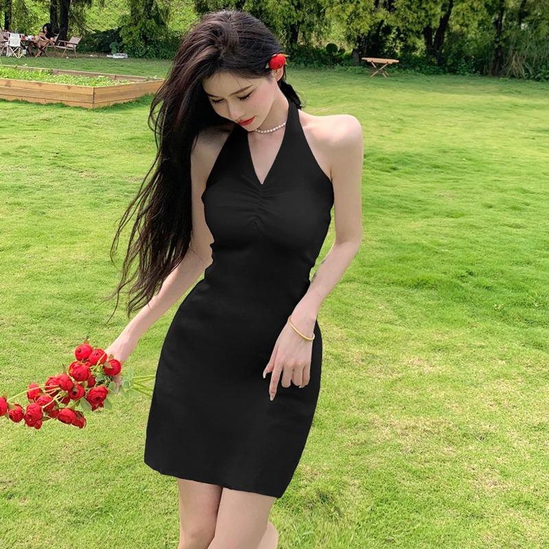 Dámské šaty Slim Pletené Bez rukávů Šaty na ramínka Jednobarevné