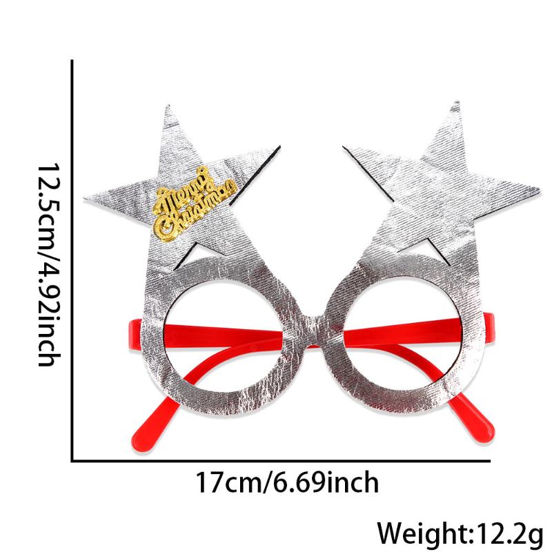 2026 Christmas Glasses Gold-Foil Cloth Snowflake Star New Year Photo Props For Party Decor