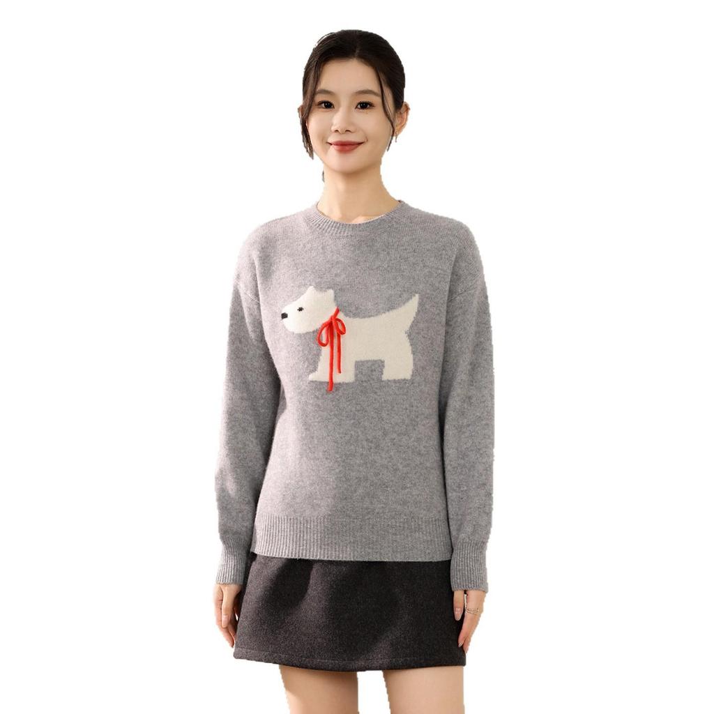 2025 Autumn/Winter 100% Pure Wool Double Ply Round Neck Jacquard Knit Sweater