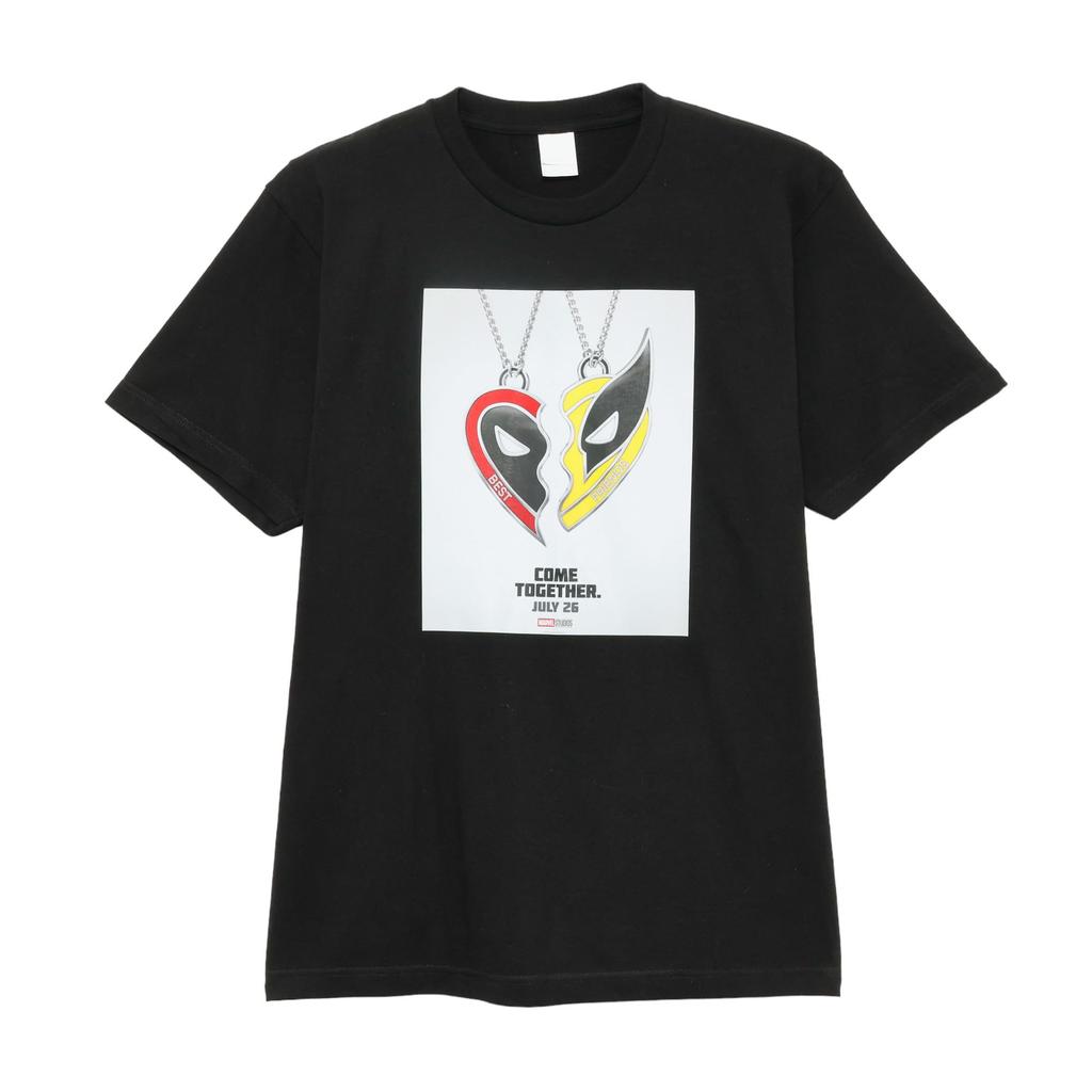 Small Planet Marvel Deadpool & Wolverine T-Shirt, XL, Heart Pendant, Black