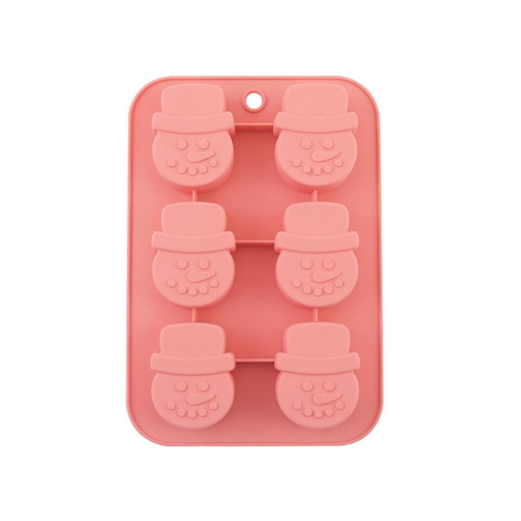Silicone Snowman Mold 6 Cavity Cake Mold Flexible Non-Stick Snowman Shape Baking Mold for Chocolate Candy Ice Cube Mold