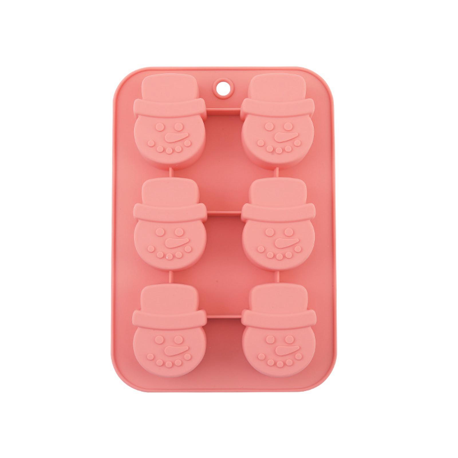 

Silicone Snowman Cake Mold 6 Cavities Flexible Non-Stick Baking Mold for Holiday Desserts and Frozen Treats One Size розовый