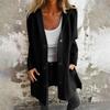 Women's Casual Fashion Solid Color Long Sleeved  Pocket Casual Single Breasted Hooded Jacket
