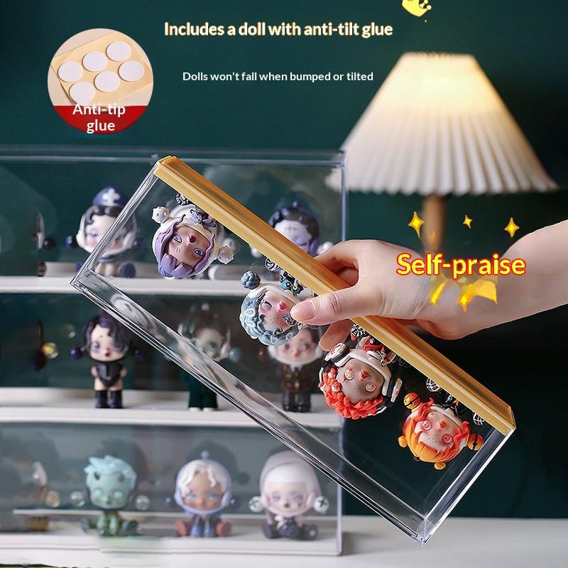 Acrylic Doll Collectible Display Case Transparent Toy Storage Box Stackable Dustproof Rack
