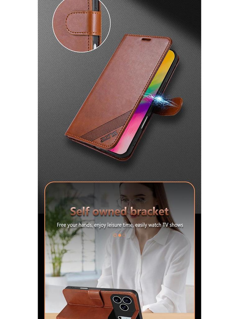 Flipové pouzdro na peněženku z TPU kůže s ovčí kůží pro iPhone 17 Pro Max s magnetickým zapínáním