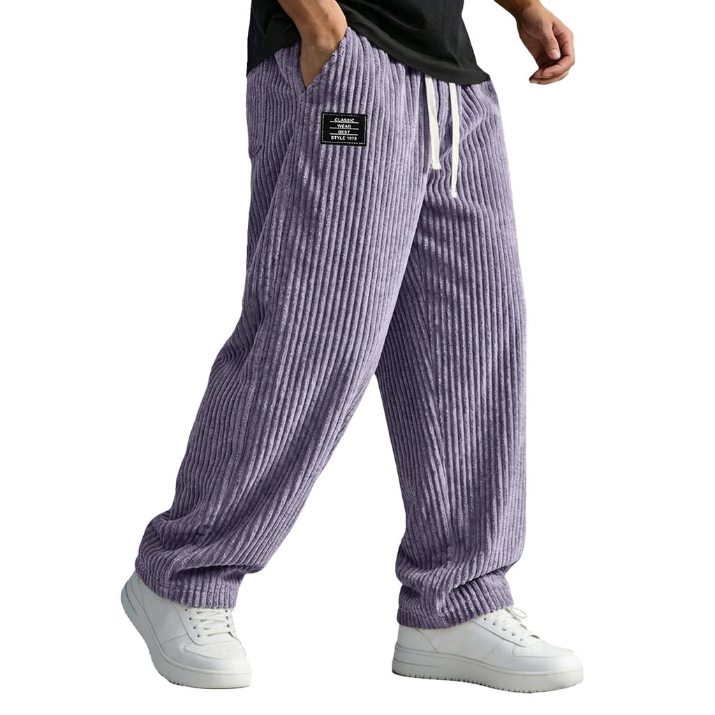 Pantalones de pana rectos para hombre, corte holgado, pantalones casuales