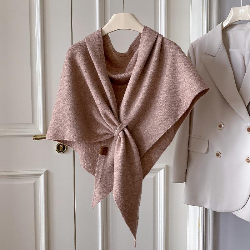 Winter Shawl For Women Warm Scarf Triangle Knit Scarves Hijab Solid Lady Wrap Female Pashmina Bandana Head Scarfs New