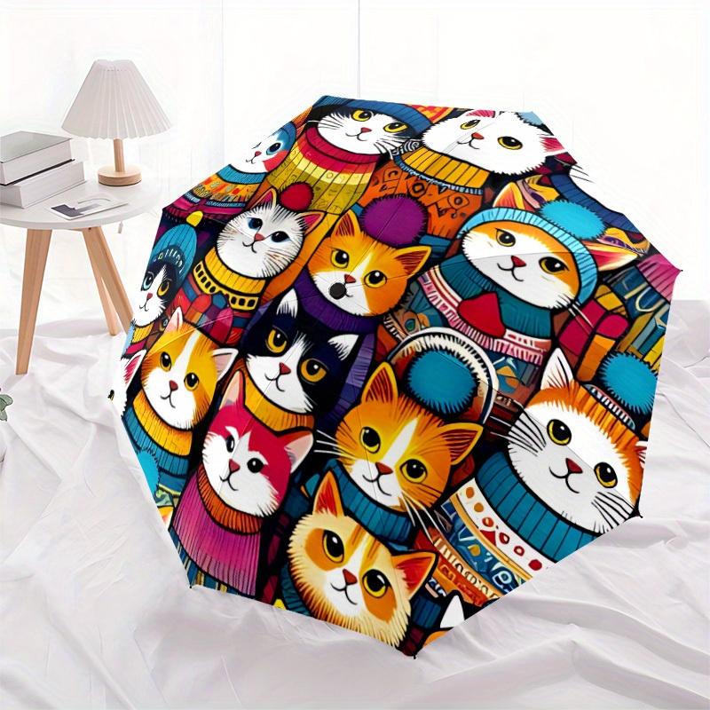 1 Stück Katzen-Winter-Automatik-Öffnungs-/Schirm, Tragbarer Faltregenschirm für Reisen, Themenveranstaltungen,