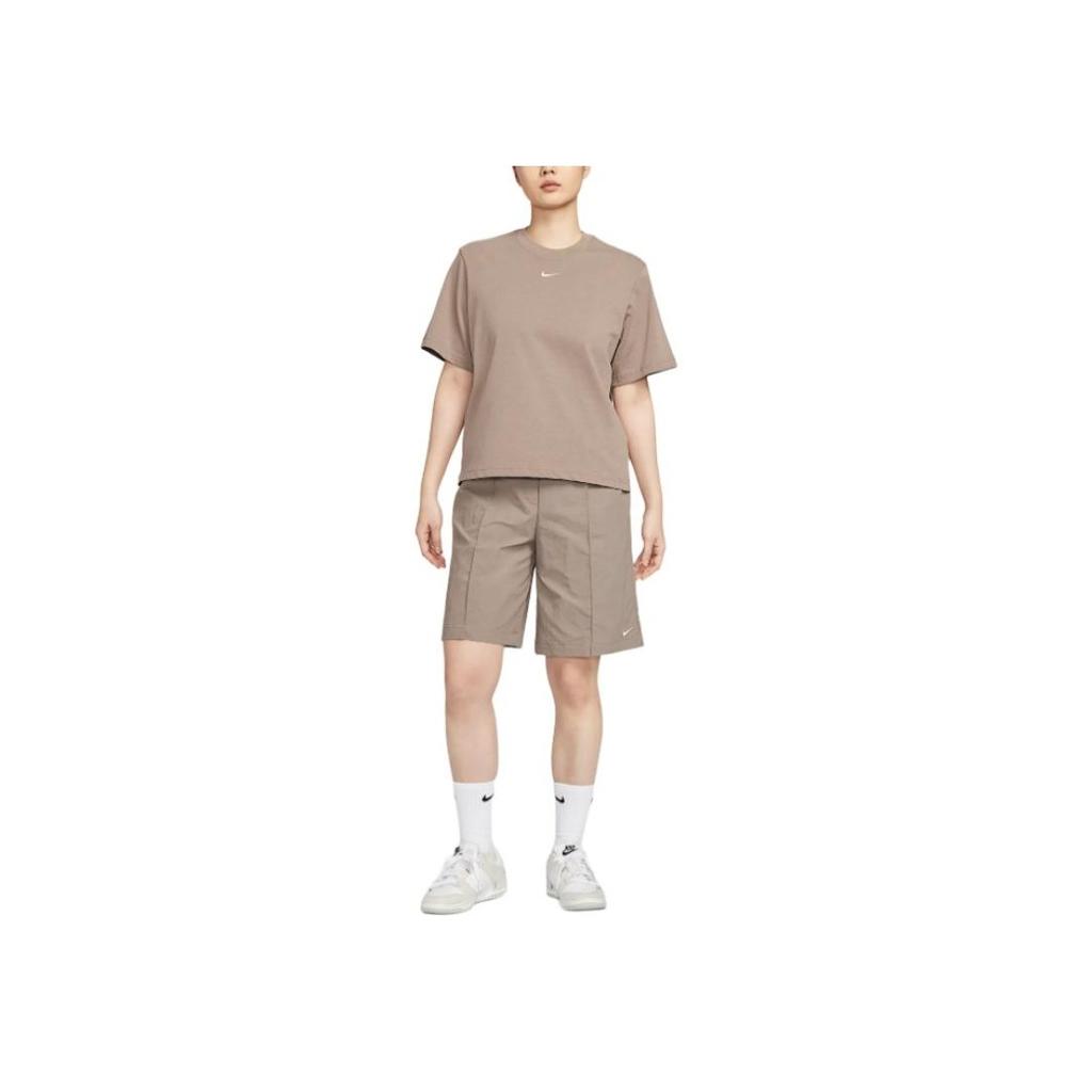 Nike Sportswear Woven Everything Simple Comfortable Fashion Lace-Up Five-Point Casual Shorts Women Shorts Mink-Brown White HJ1398-214