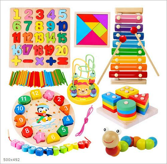 Wooden Educational Building Blocks and Beaded Xylophone Set for Infants and Toddlers – Ideal Children's Day Gift