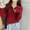 Women's Half-Zip Sweater, Loose Knitwear with Lapel Design, for Spring and Autumn 2026.