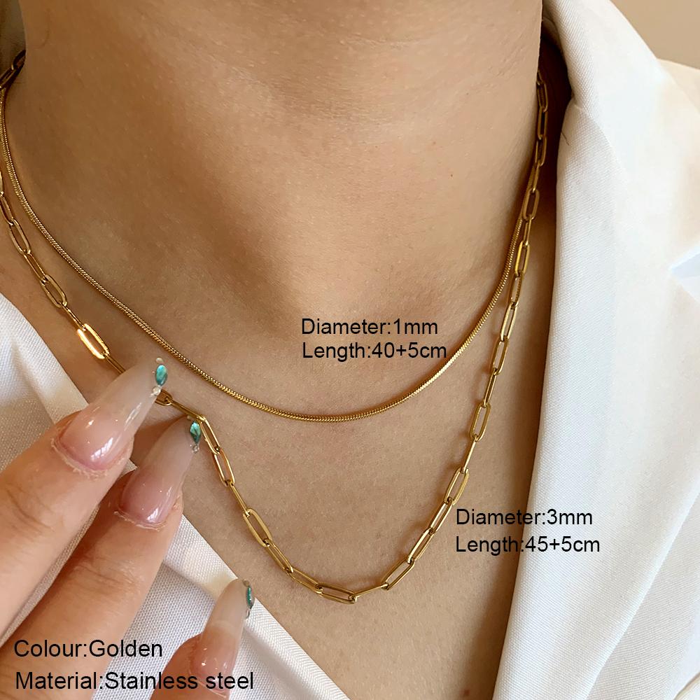 New 2025 Stainless Steel Double Layered Stacking Chain Necklace Women Woman's Choker Jewelry Necklace for Women