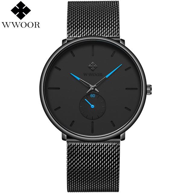 WWOOR Wo Ai 8855 Men s Waterproof Quartz Watch with Mesh Strap – Casual and Simple Design