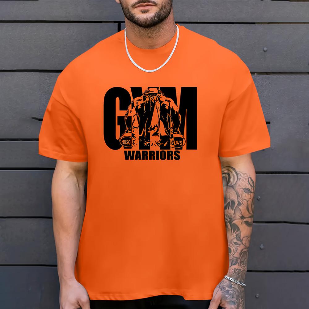 Nadměrná velikost Gym Fitness Tričko Ležérní Jednobarevné GYM Potisk písmen Krátký rukáv Top Jednoduché Volné Pánské Svalové Tričko Oblečení