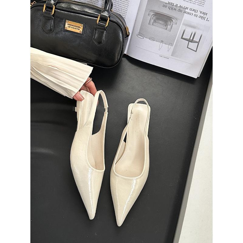 Spring 2025 New Pointed Thin Heel Buckle Bag Head Sandals Rear Air Middle Heel Fashion Women's Shoes